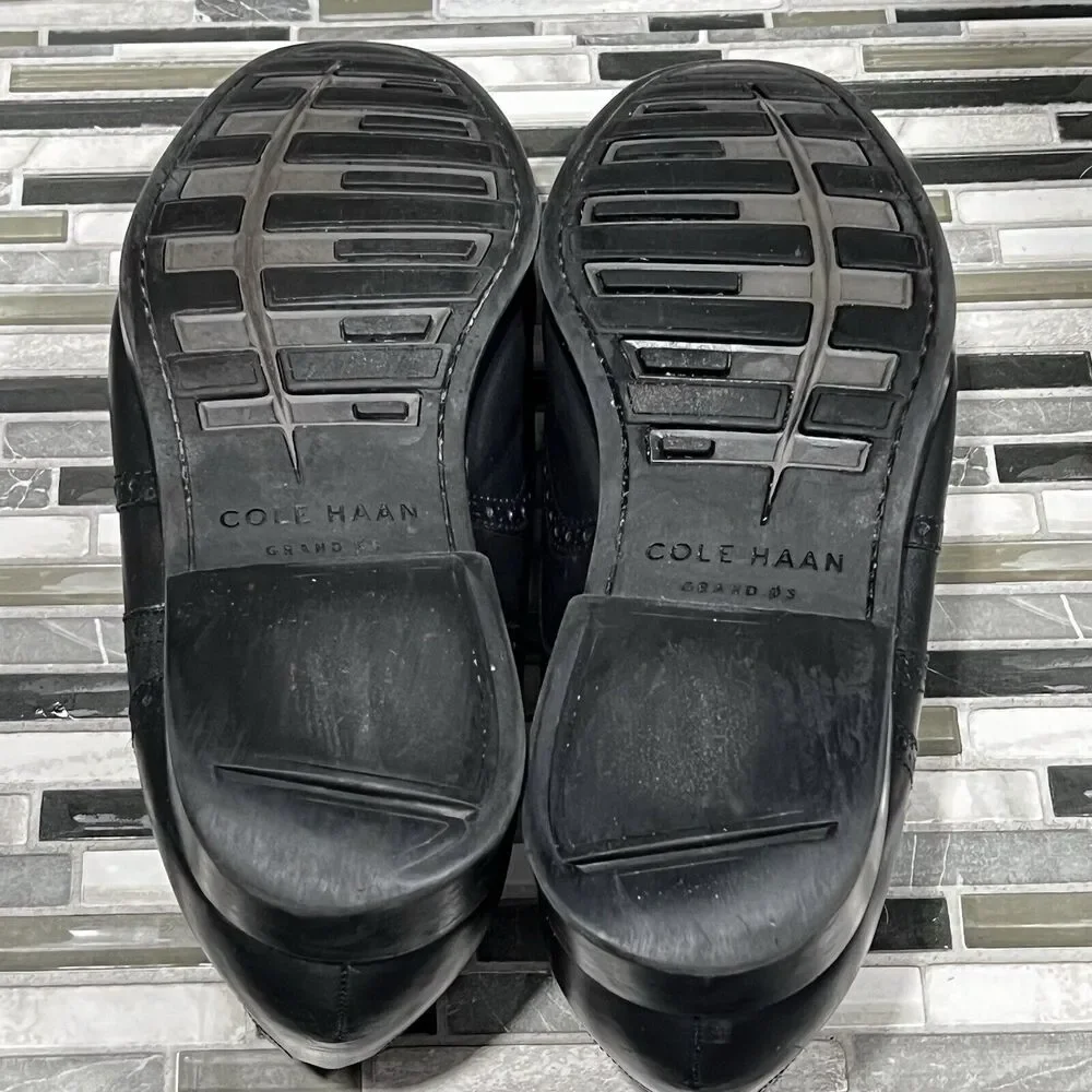 Cole Haan Grand OS C23793 Jefferson Leather Black‎ Wingtip Shoes Mens Size 13 M